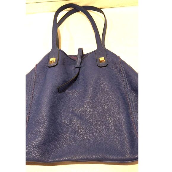 Stella & Dot Cobalt Blue Large Leather Shoulder Bag Tote - Picture 4 of 8